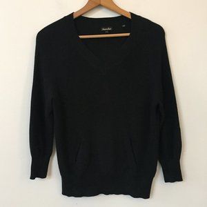 Steven Alan Combo Stitch V-Neck Sweater Black
